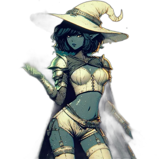 staff, hat, mask, dress, fantasy art, concept art, watercolor, pixel art transparent PNG cut-out