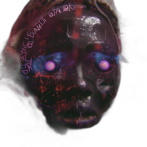 mask, face, creature, crown, 3d render, photorealistic, cyberpunk, concept art transparent PNG cut-out
