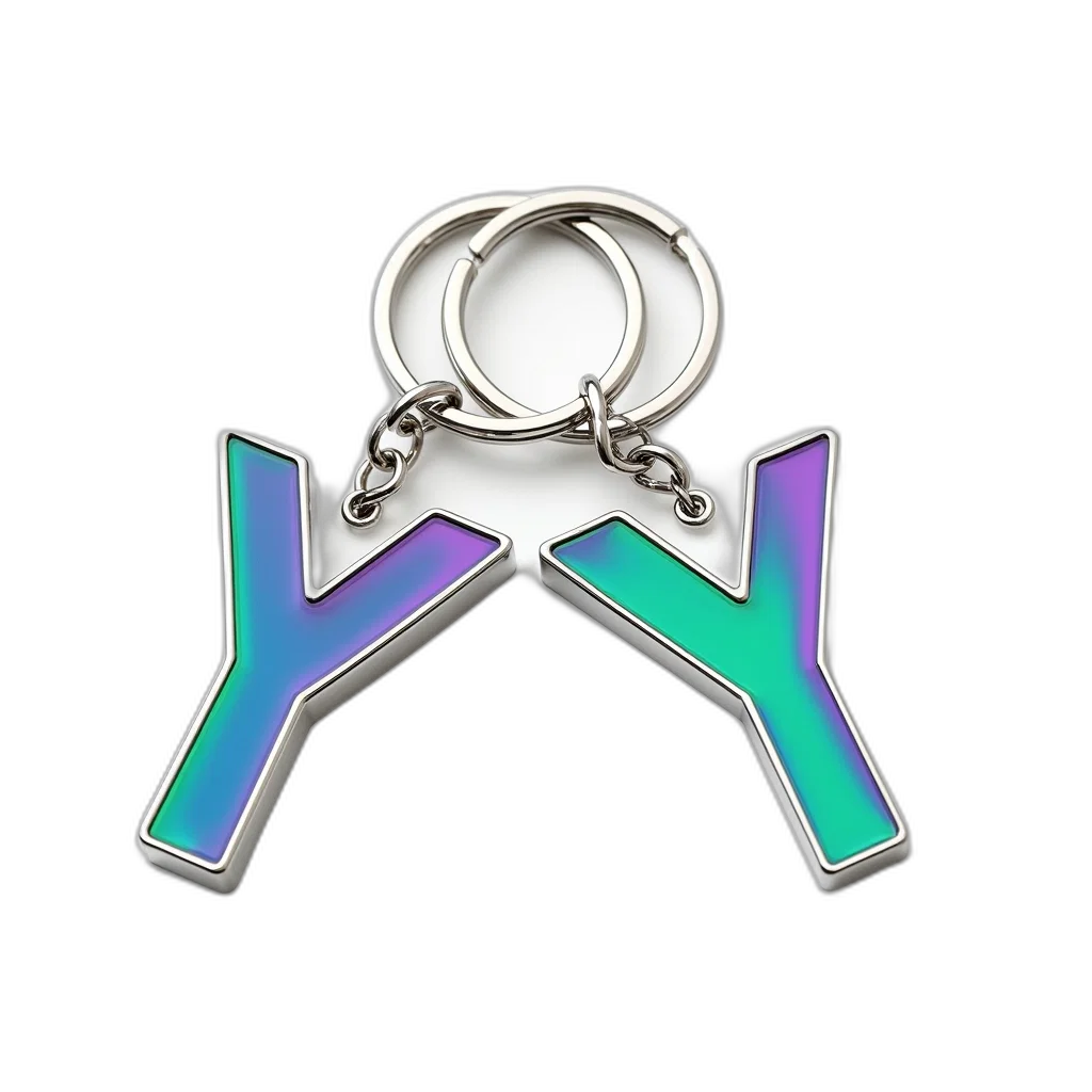 jewelry, pair, silver, keychains, chain, large, colorful, three-dimensional transparent PNG cut-out