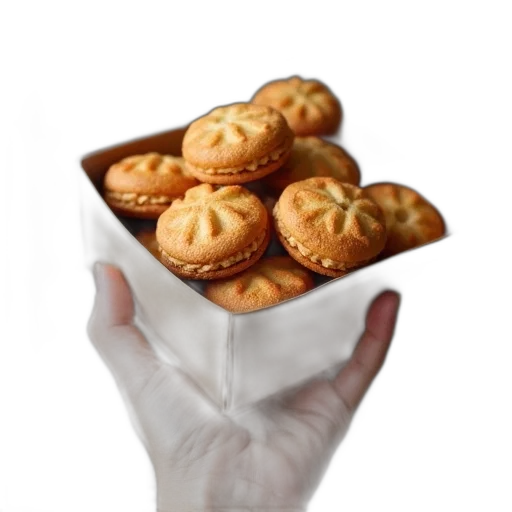 food, crown, hat, 3d render, photorealistic, hand, holding, box transparent PNG cut-out