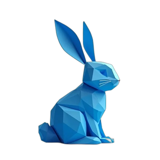 animal, creature, 3d render, concept art, pixel art, fantasy art, blue, paper transparent PNG cut-out
