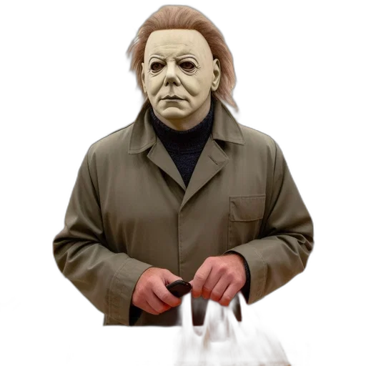 mask, face, jacket, concept art, photorealistic, 3d render, comic book art, man transparent PNG cut-out