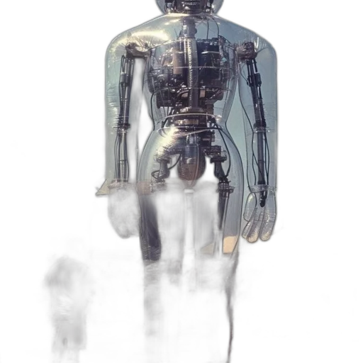 robot, creature, dress, jacket, concept art, cyberpunk, 3d render, fantasy art transparent PNG cut-out
