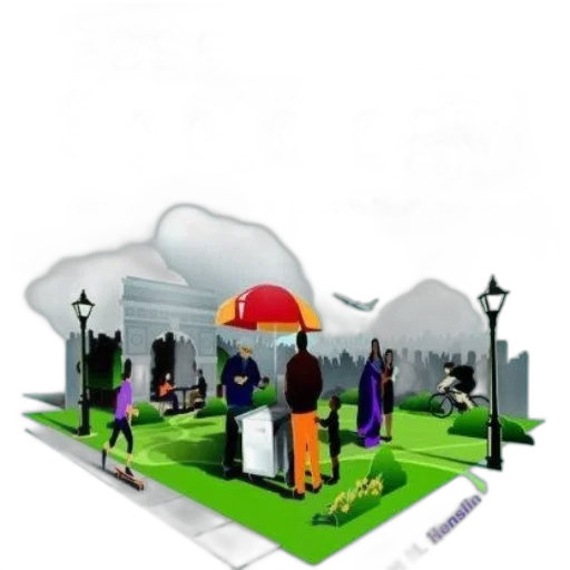 umbrella, staff, 3d render, concept art, photorealistic, fantasy art, fog, city street transparent PNG cut-out