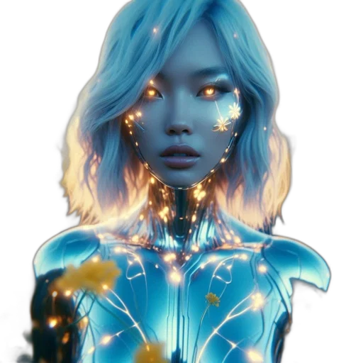 robot, jewelry, face, dress, concept art, comic book art, 3d render, fantasy art transparent PNG cut-out