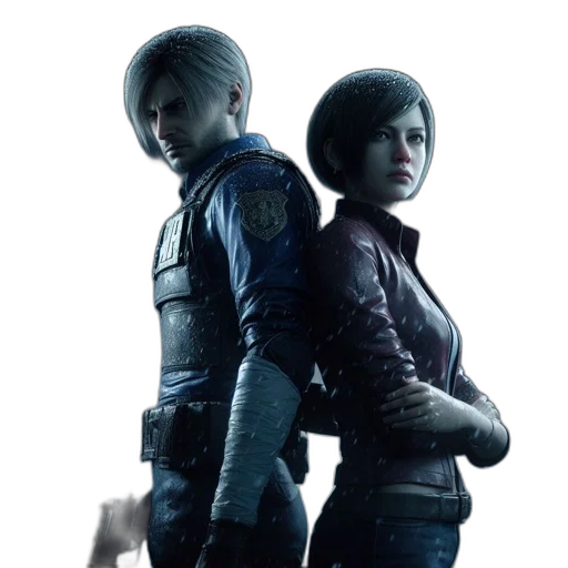 jacket, concept art, cyberpunk, 3d render, blue, two, individuals, one transparent PNG cut-out