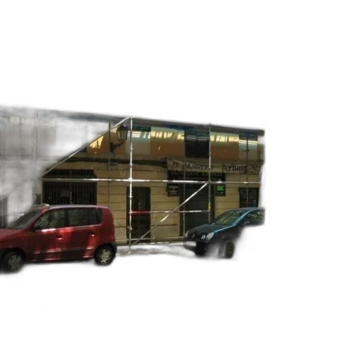car, building, weapon, staff, 3d render, concept art, photorealistic, pixel art transparent PNG cut-out