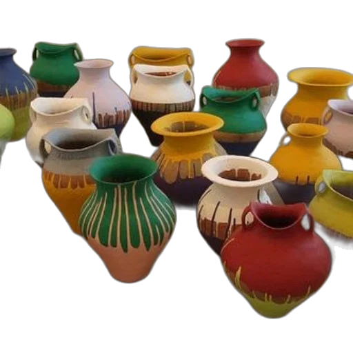jewelry, 3d render, photorealistic, earth tones, collection, colorful, ceramic, vases transparent PNG cut-out