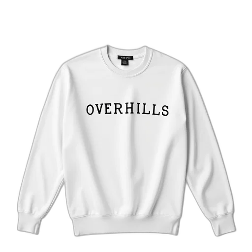 jacket, white, sweatshirt, word, overhills, black, capital, letters transparent PNG cut-out