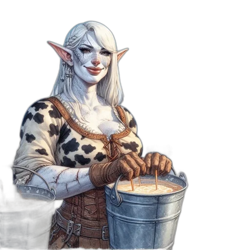 fantasy art, concept art, watercolor, pixel art, blue, elf-like, woman, traditional transparent PNG cut-out