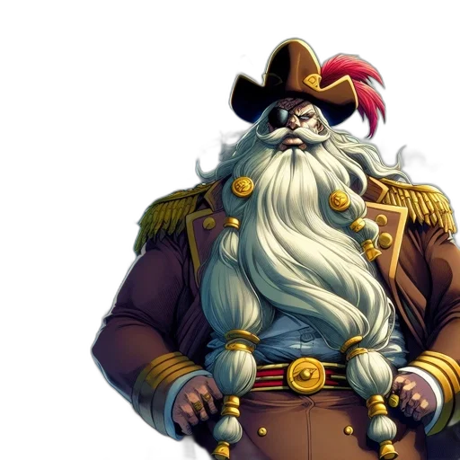 staff, concept art, fantasy art, 3d render, photorealistic, pirate, captain, stands transparent PNG cut-out