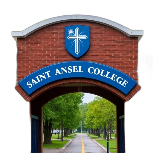 building, red, brick, archway, blue, sign, reads, saint transparent PNG cut-out