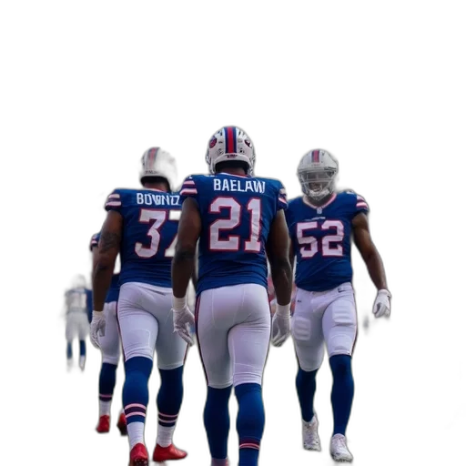 buffalo, bills, players, walk, out, field, during, game transparent PNG cut-out