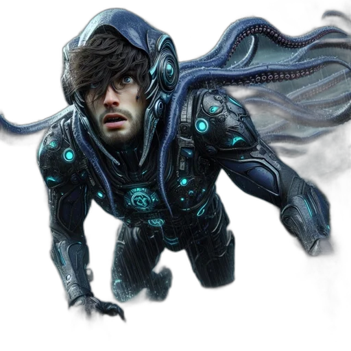 robot, creature, dragon, concept art, fantasy art, cyberpunk, photorealistic, outer space transparent PNG cut-out