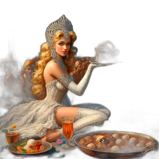 food, jewelry, fantasy art, concept art, oil painting, photorealistic, fire, extravagant transparent PNG cut-out