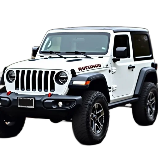 car, photorealistic, 3d render, white, jeep, rubicon, parked, street transparent PNG cut-out