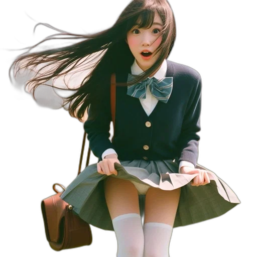 dress, umbrella, jacket, staff, 3d render, anime, photorealistic, fantasy art transparent PNG cut-out
