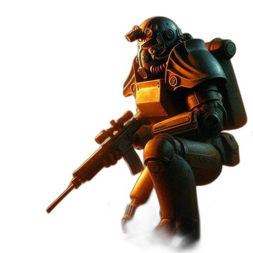 robot, weapon, staff, jacket, concept art, 3d render, cyberpunk, fantasy art transparent PNG cut-out
