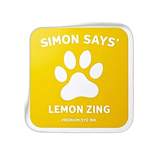 yellow, rectangular, sticker, white, border, paw, print, design transparent PNG cut-out