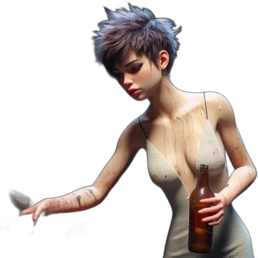 dress, weapon, bottle, staff, concept art, fantasy art, cyberpunk, photorealistic transparent PNG cut-out