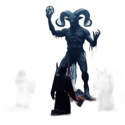 creature, staff, concept art, 3d render, fantasy art, pixel art, misty, forest transparent PNG cut-out