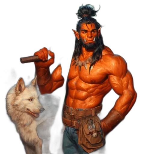 staff, fantasy art, concept art, pixel art, photorealistic, orc-like, figure, brandishes transparent PNG cut-out
