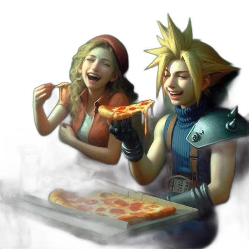 food, concept art, fantasy art, pixel art, comic book art, fire, neon lights, two transparent PNG cut-out