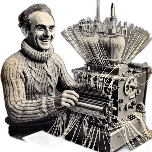 robot, staff, man, thick, sweater, smiles, while, adjusting transparent PNG cut-out