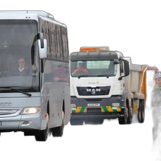 bus, truck, share, road, cyclist transparent PNG cut-out