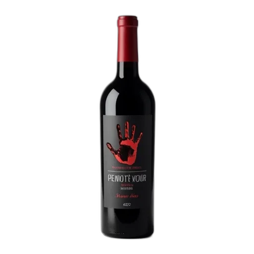 bottle, wine, label, reads, penot, noir, manos, negras transparent PNG cut-out