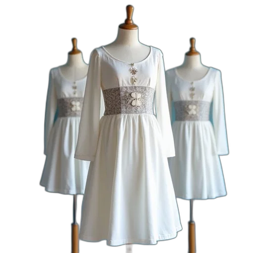 dress, 3d render, white, patterned, waistband, decorative, cross, design transparent PNG cut-out
