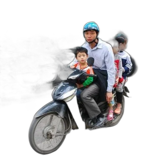 photorealistic, concept art, 3d render, oil painting, man, three, children, ride transparent PNG cut-out