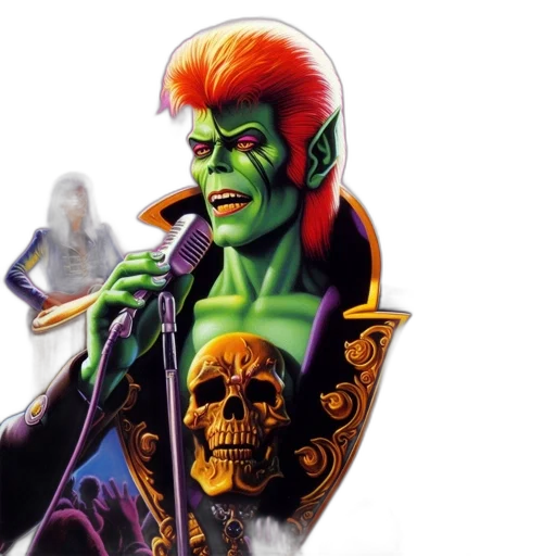 concept art, comic book art, multicolored, scene, features, singing, figure, long transparent PNG cut-out