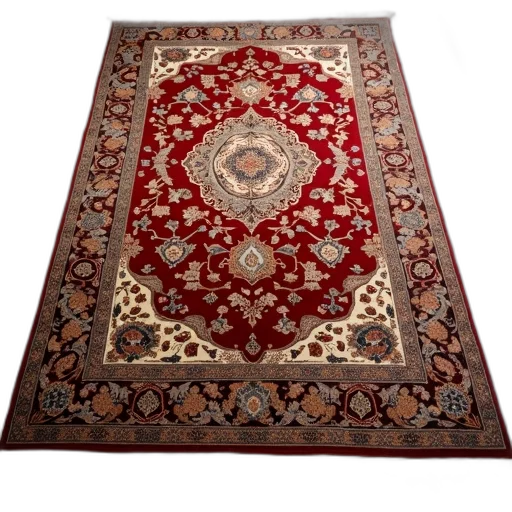 large, ornate, persian, rug, rich, red, gold, color transparent PNG cut-out