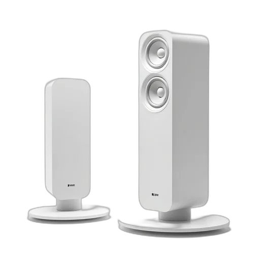 robot, 3d render, concept art, sleek, modern, white, speaker, circular transparent PNG cut-out