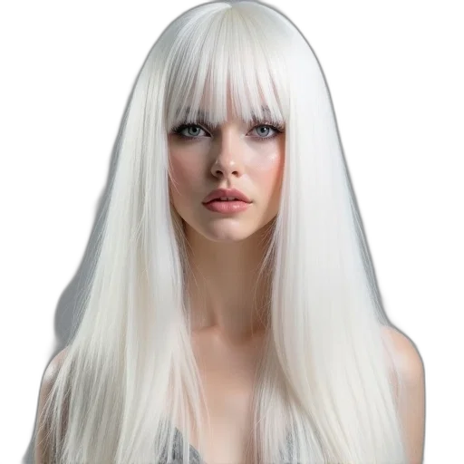 hair, photorealistic, 3d render, fantasy art, concept art, white, synthetic, wig transparent PNG cut-out