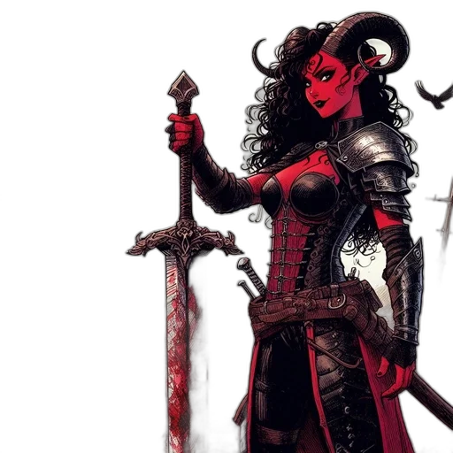 fantasy art, concept art, comic book art, pixel art, red, dark, fierce, armored transparent PNG cut-out