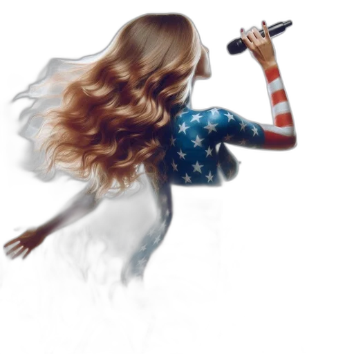 hair, watercolor, photorealistic, concept art, cartoon, woman, american, flag transparent PNG cut-out