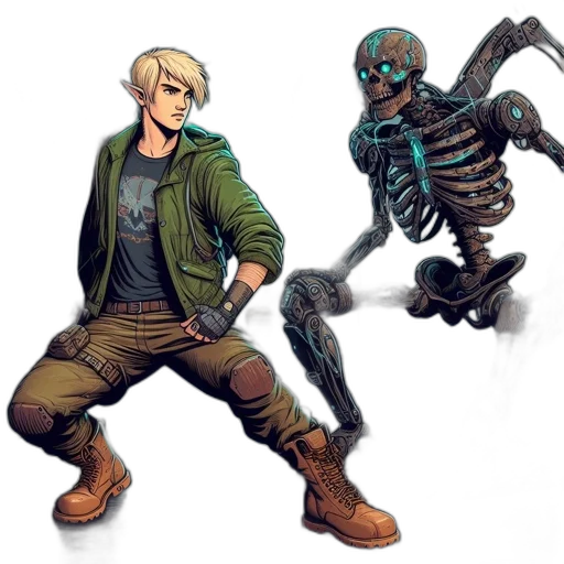 jacket, concept art, comic book art, pixel art, fantasy art, young, man, blonde transparent PNG cut-out