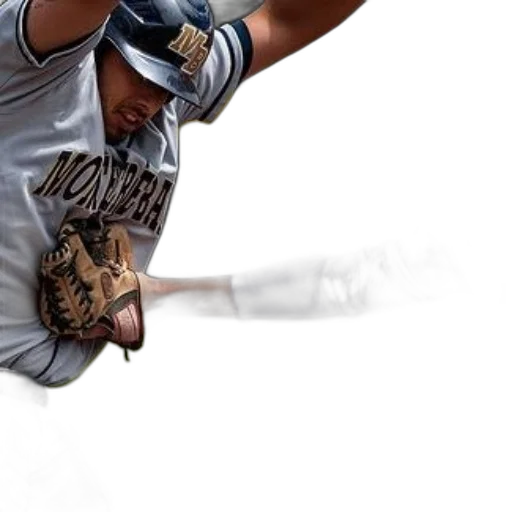 photorealistic, baseball, player, gray, uniform, mondean, written, being transparent PNG cut-out