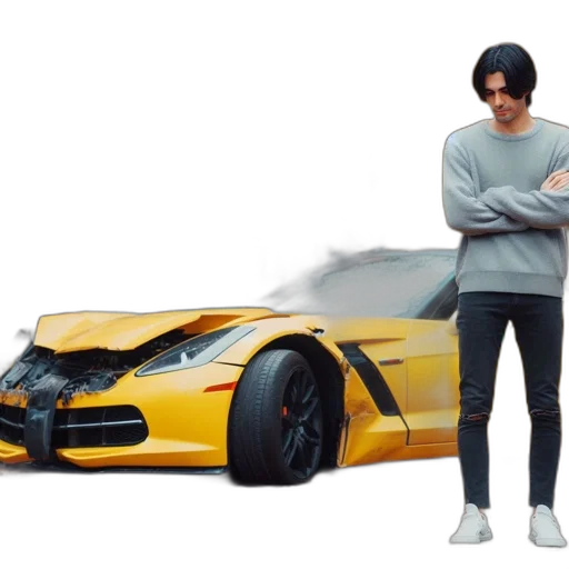 car, jacket, weapon, robot, concept art, 3d render, anime, photorealistic transparent PNG cut-out