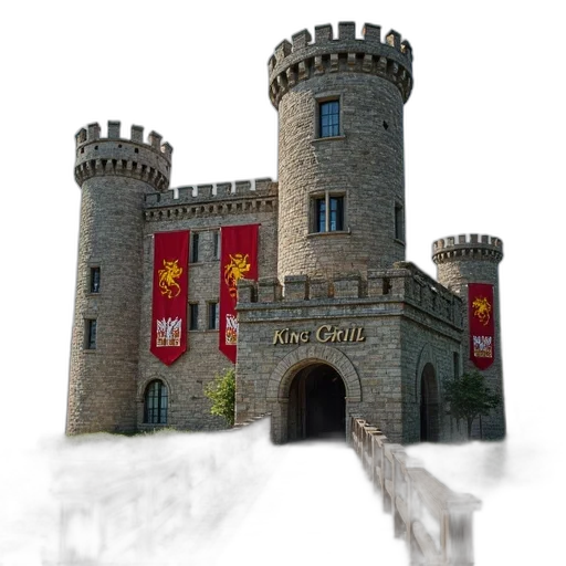 building, crown, dragon, sword, 3d render, photorealistic, concept art, fantasy art transparent PNG cut-out