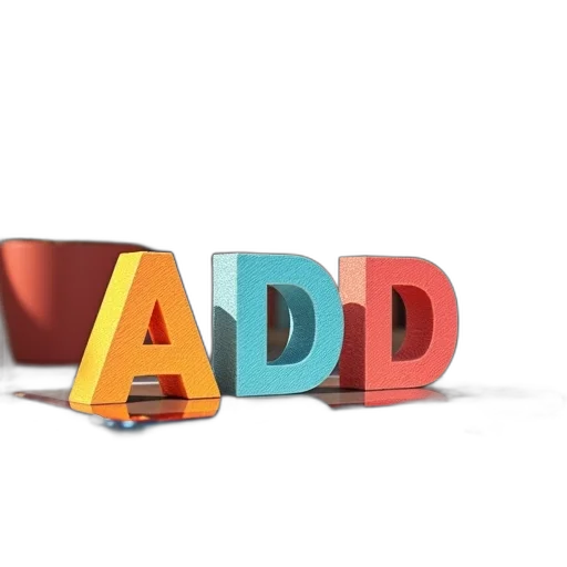 3d render, word, adhd, tablets transparent PNG cut-out
