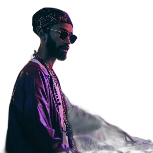 jacket, wearing, sunglasses, leather, mixes, music, dimly, lit transparent PNG cut-out