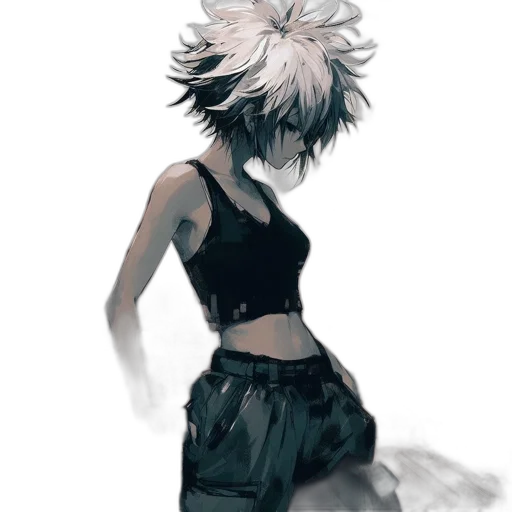 dress, mask, jacket, hair, concept art, watercolor, anime, fantasy art transparent PNG cut-out