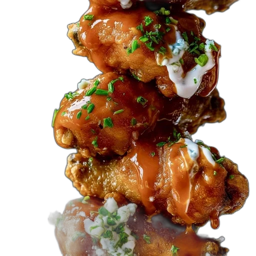food, crown, weapon, photorealistic, stack, glazed, crispy, chicken transparent PNG cut-out