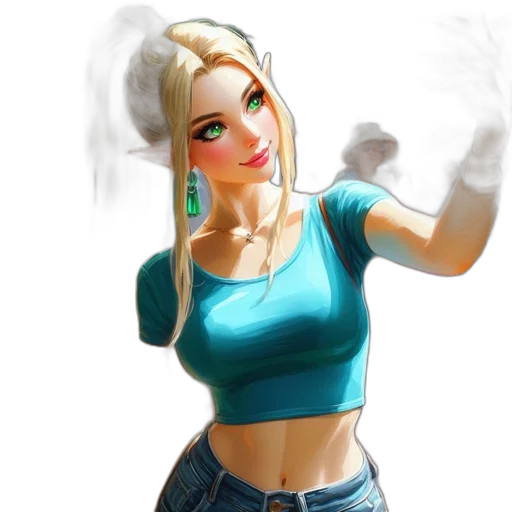 fantasy art, concept art, comic book art, photorealistic, fire, blue, green, pastel transparent PNG cut-out