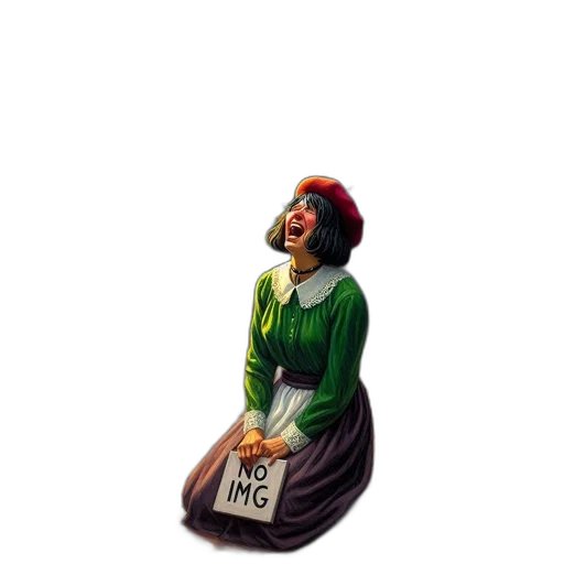 dress, pixel art, concept art, cartoon, woman, green, ensemble, kneels transparent PNG cut-out