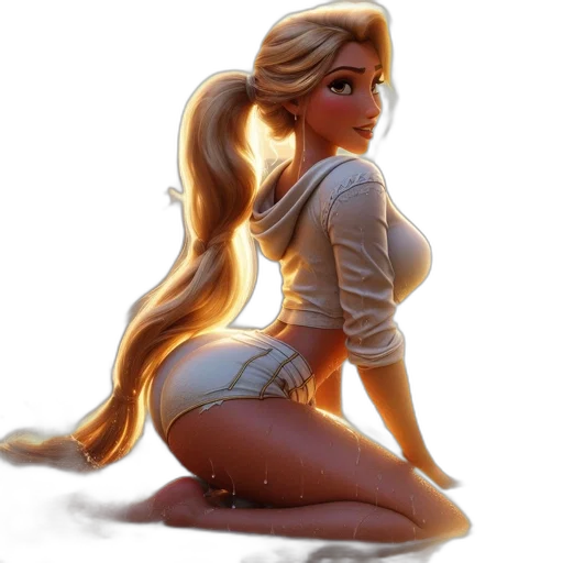 dress, fantasy art, concept art, 3d render, cartoon, neon lights, sunset, golden transparent PNG cut-out