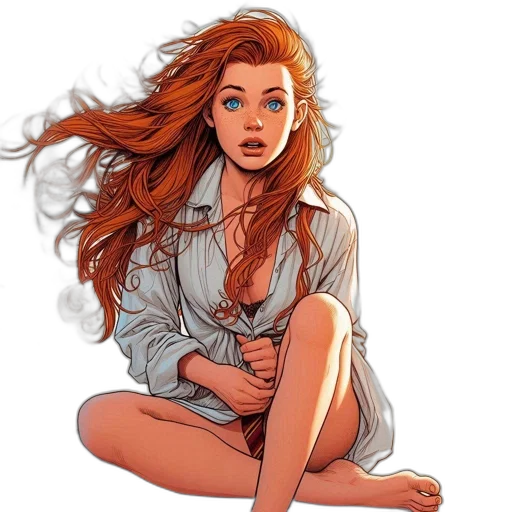 comic book art, concept art, cartoon, fantasy art, fire, blue, red, earth tones transparent PNG cut-out